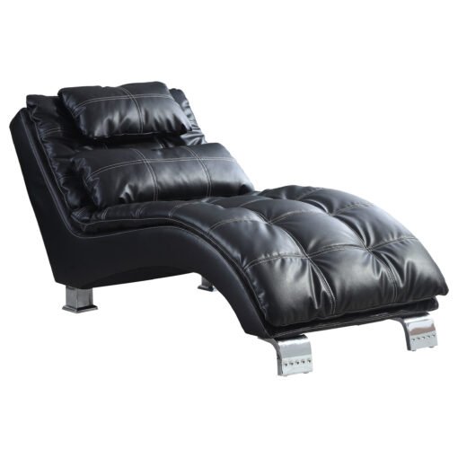 Dilleston Faux Leather Upholstered Tufted Chaise Black - Image 2
