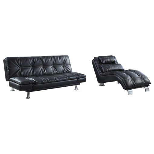 Dilleston Faux Leather Upholstered Tufted Chaise Black - Image 4