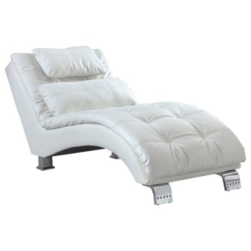 Dilleston Faux Leather Upholstered Tufted Chaise White - Image 2