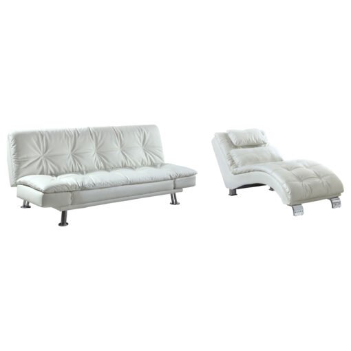 Dilleston Faux Leather Upholstered Tufted Chaise White - Image 4