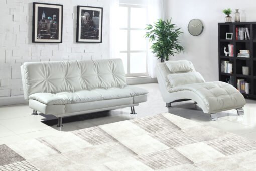 Dilleston Faux Leather Upholstered Tufted Chaise White - Image 5
