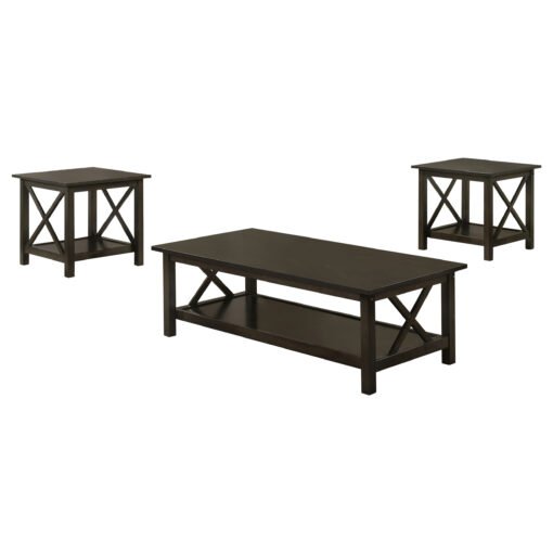 Rachelle 3-piece Rectangular Coffee Table Set Deep Merlot - Image 2