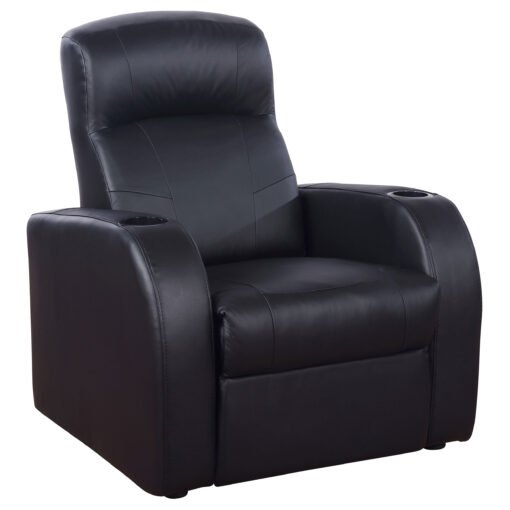 Cyrus Upholstered Track Arm Recliner Black - Image 2