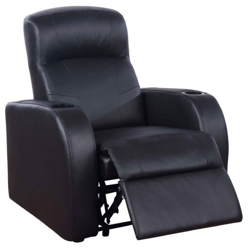 Cyrus Upholstered Track Arm Recliner Black - Image 3