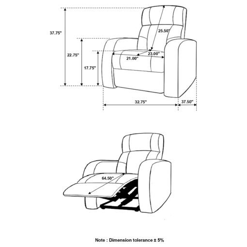Cyrus Upholstered Track Arm Recliner Black - Image 9
