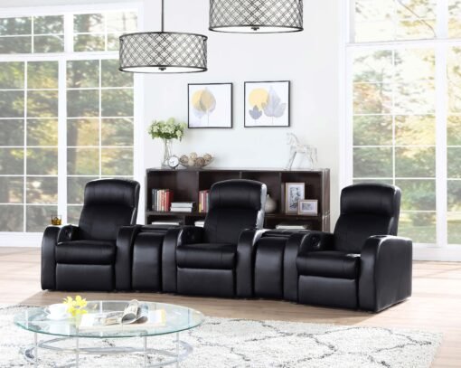 Cyrus Upholstered Home Theater Storage Wedge Console Black - Image 5
