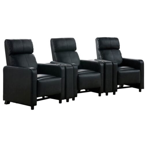 Toohey Upholstered Tufted Recliner Living Room Set Black - Image 2