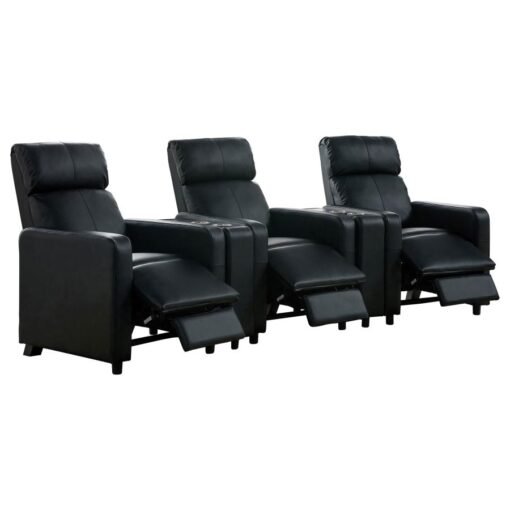 Toohey Upholstered Tufted Recliner Living Room Set Black - Image 3