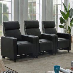Toohey Upholstered Tufted Recliner Living Room Set Black