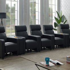 Toohey Upholstered Tufted Recliner Living Room Set Black