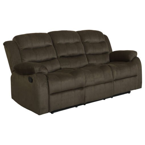 Rodman Upholstered Padded Arm Reclining Sofa Olive Brown - Image 2