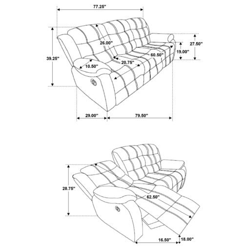 Rodman Upholstered Padded Arm Reclining Sofa Olive Brown - Image 5