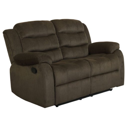 Rodman Upholstered Padded Arm Reclining Loveseat Olive Brown - Image 2