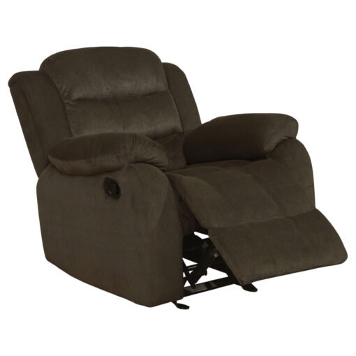 Rodman Upholstered Padded Arm Glider Recliner Olive Brown - Image 3