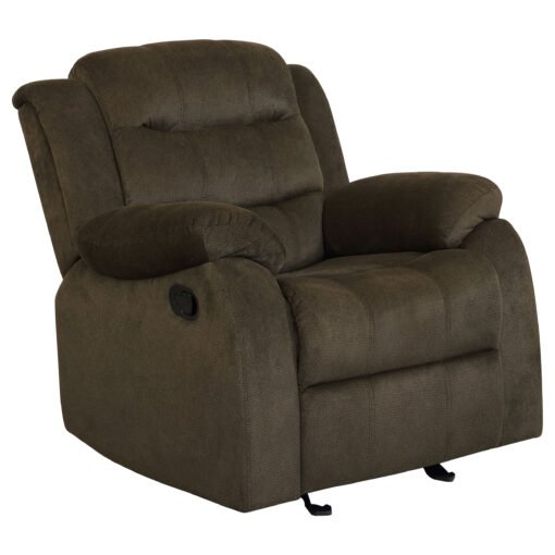 Rodman Upholstered Padded Arm Glider Recliner Olive Brown - Image 4