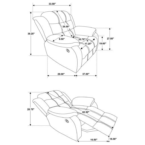 Rodman Upholstered Padded Arm Glider Recliner Olive Brown - Image 7