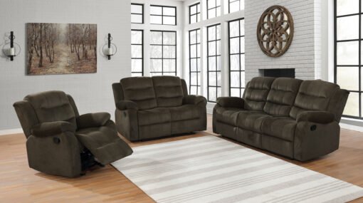 Rodman Upholstered Padded Arm Glider Recliner Olive Brown - Image 8