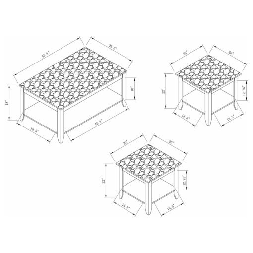 Flores 3-piece Faux Marble Top Coffee Table Set Cappuccino - Image 3