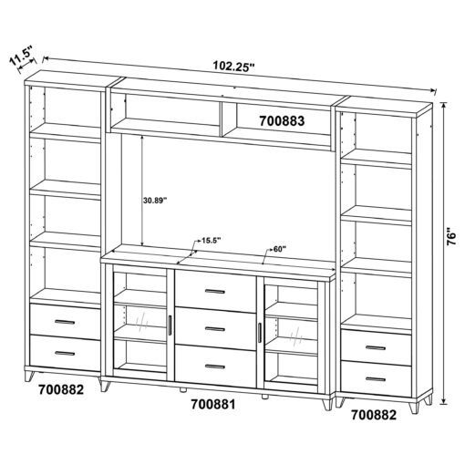 Lewes 4-piece 60-inch TV Entertainment Center Cappuccino - Image 20