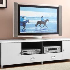 Burkett 2-door Engineered Wood 71-inch TV Stand White High Gloss