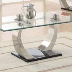 Pruitt Rectangular Glass Top Metal Coffee Table Satin Silver