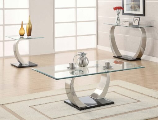 Pruitt Rectangular Glass Top Metal Coffee Table Satin Silver - Image 4