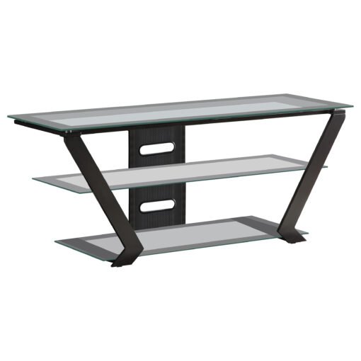 Donlyn 2-tier Metal 50-inch TV Stand with Glass Shelves Black - Image 2