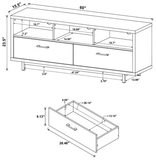 Casey 2-drawer Engineered Wood 60-inch TV Stand Cappuccino - Image 4