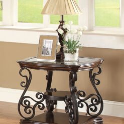 Laney 1-shelf Glass Top Rectangular End Table Deep Merlot
