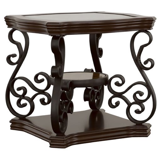 Laney 3-piece Glass Top Coffee and End Table Set Dark Merlot - Image 3