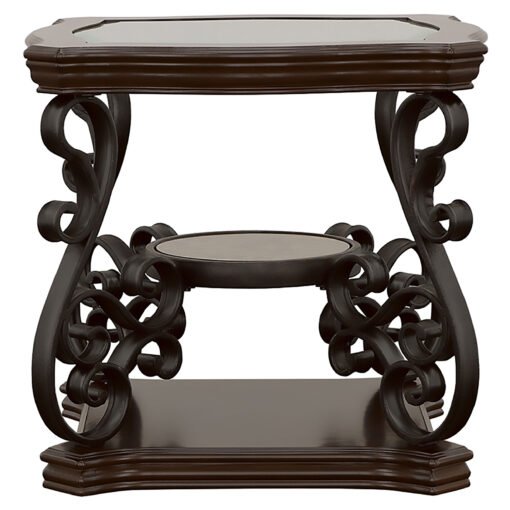 Laney 3-piece Glass Top Coffee and End Table Set Dark Merlot - Image 4