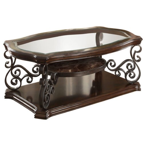 Laney 3-piece Glass Top Coffee and End Table Set Dark Merlot - Image 5