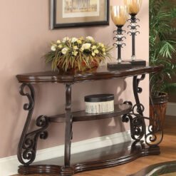 Laney Scrollwork Entryway Sofa Console Table Deep Merlot