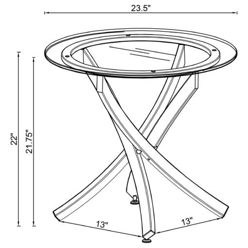 Brooke Round Glass Top Side End Table Metal Base Chrome - Image 3