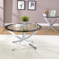 Brooke 2-piece Round Coffee and End Table Set Chrome