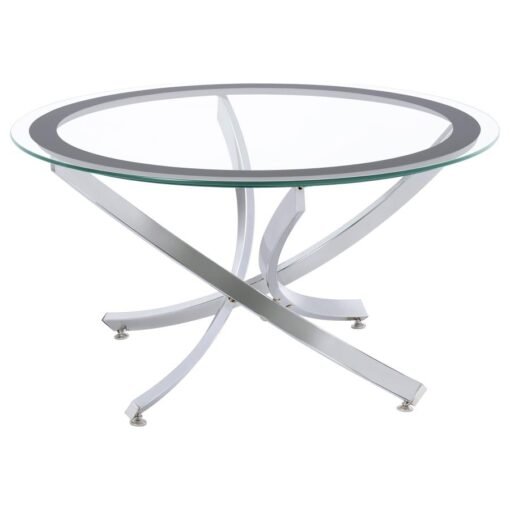 Brooke 2-piece Round Coffee and End Table Set Chrome - Image 3