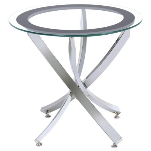 Brooke 2-piece Round Coffee and End Table Set Chrome - Image 4