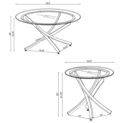 Brooke 2-piece Round Coffee and End Table Set Chrome - Image 5