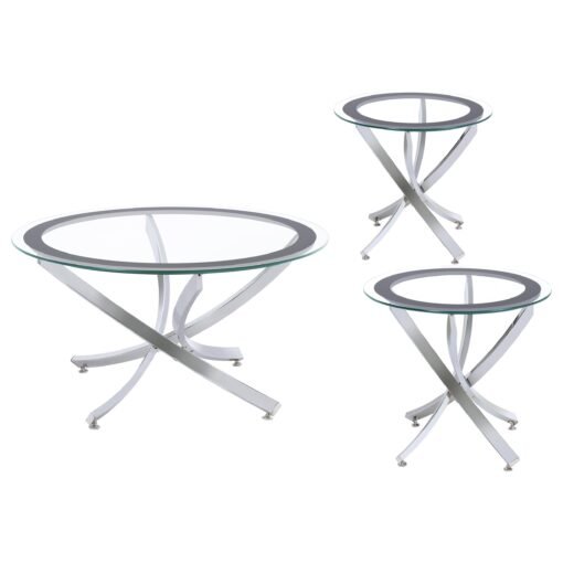 Brooke 3-piece Round Coffee and End Table Set Chrome - Image 2