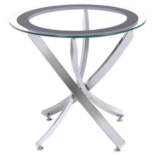 Brooke 3-piece Round Coffee and End Table Set Chrome - Image 4