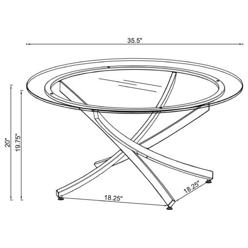 Brooke Round Glass Top Coffee Table Metal Base Chrome - Image 3