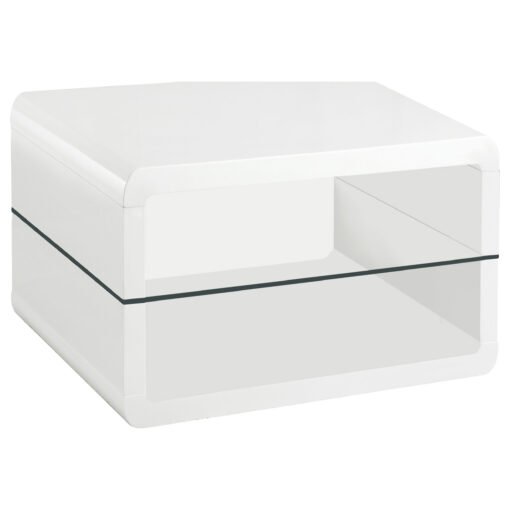 Elana 2-piece Coffee and End Table Set White High Gloss - Image 3