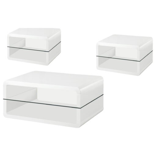 Elana 3-piece Coffee and End Table Set White High Gloss - Image 2