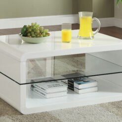 Elana 1-shelf Rectangular Coffee Table White High Gloss