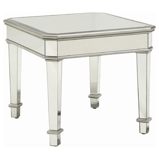 Eisley Square Mirrored Accent Side Table Silver - Image 2