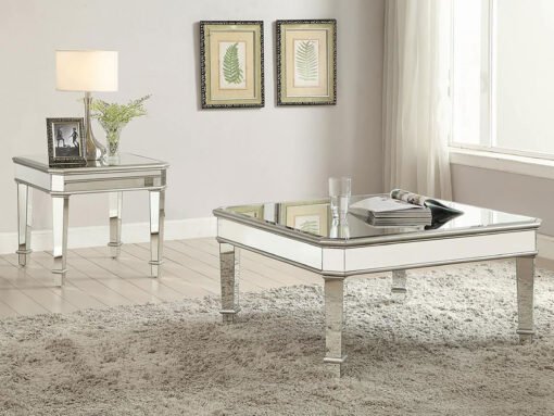 Eisley Square Mirrored Accent Side Table Silver - Image 4