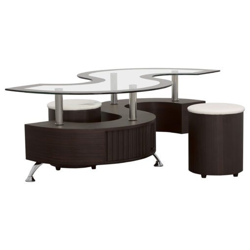 Buckley 3-piece Coffee Table and Stools Set Cappuccino - Image 2