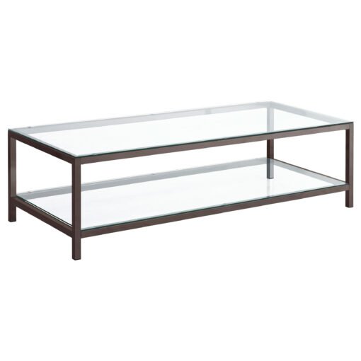 Trini 1-shelf Glass Top Coffee Table Black Nickel - Image 2