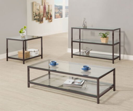 Trini 1-shelf Glass Top Coffee Table Black Nickel - Image 4