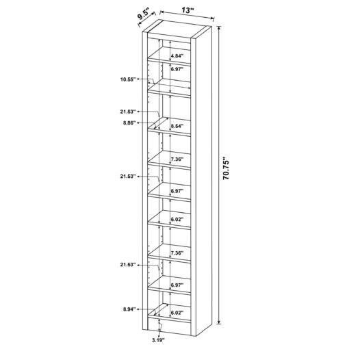 Eliam 71-inch 8-shelf Bookcase Cappuccino - Image 9